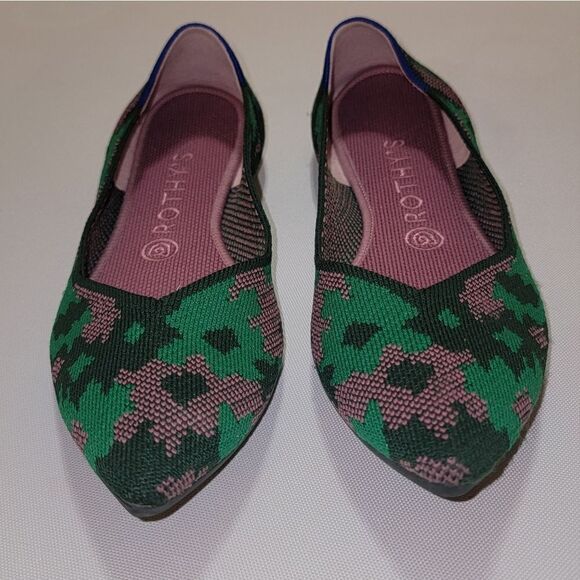 Rothy's Green Botanicamo Camo Point Toe Ballet Flat Shoes Sz 9 • Rare & Retired - Picture 5 of 16